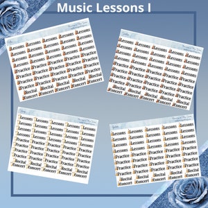 Choice of Music Practices - cello, violin, harp, guitar - functional planner stickers