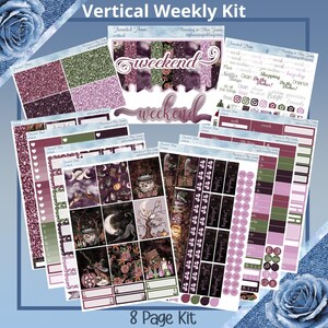 Vertical 7 x 9 - Haunted Moon Halloween Planner sticker weekly kit 4, 6, 8 page or A La Carte