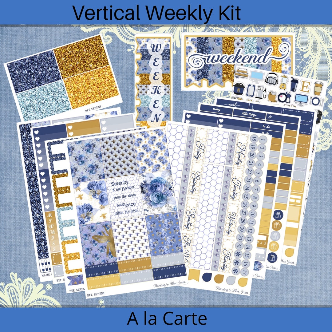 Vertical 7 X 9 - Bee Serene Planner Sticker Weekly Kit 4, 6, 8 Page or ...