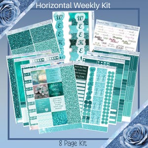 Poziomy - cotygodniowy zestaw naklejek Teal Dreams 4, 6, 8 stron lub A La Carte