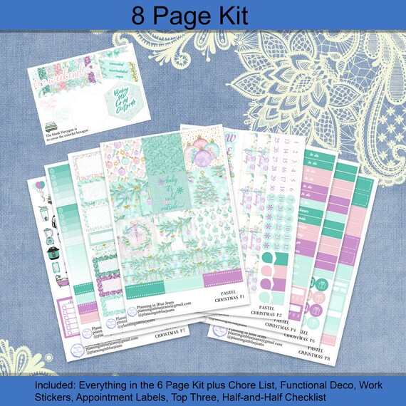 Horizontal 21 Pastel Christmas Planner Sticker Weekly Etsy