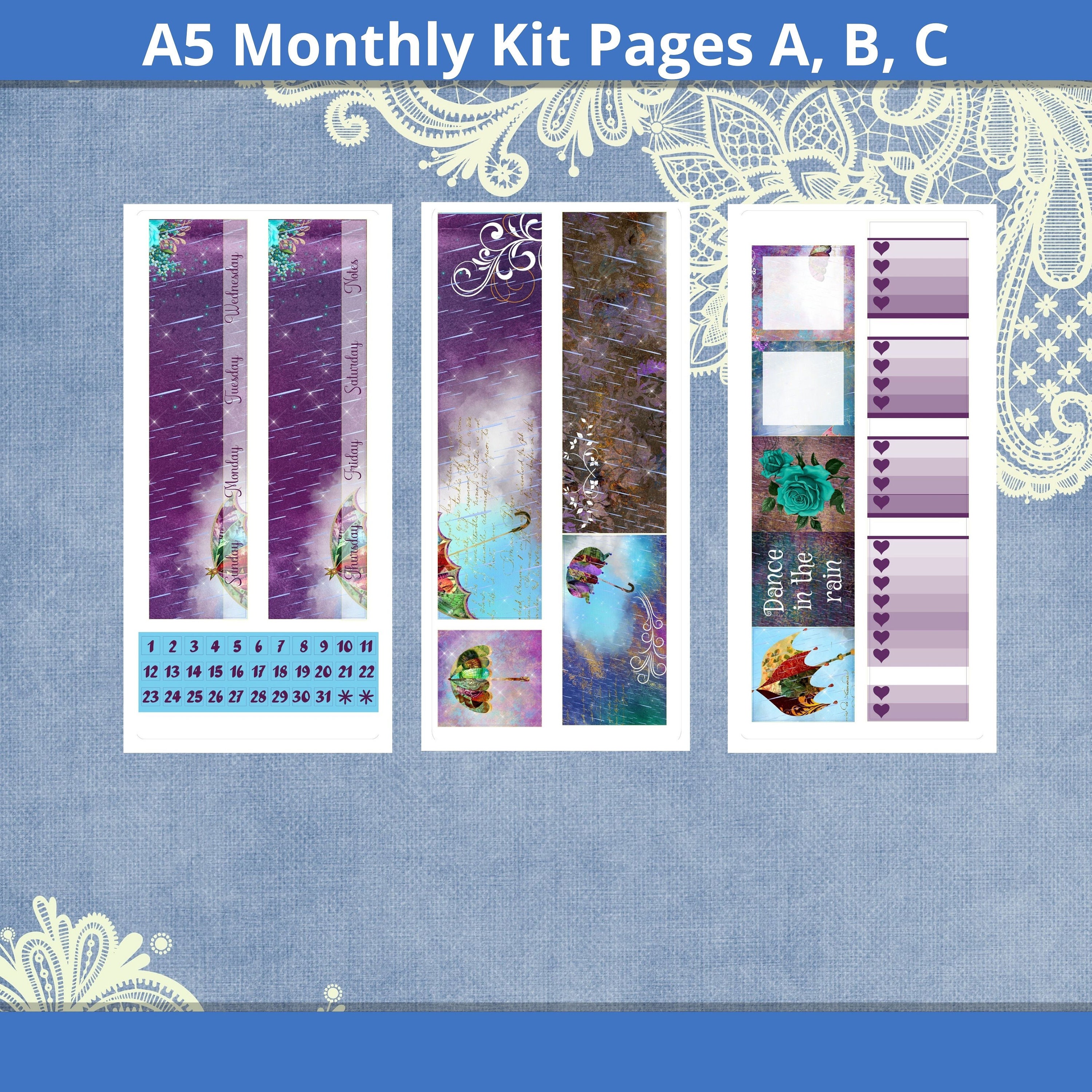 A5 April Monthly Kit and Dashboard Planner Sticker Kit - Came the