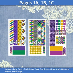 A5 Daily Duo - Mardi Gras Planner Sticker Kit