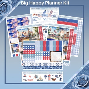 Big Happy Planner – zestaw naklejek do tygodniowego planera w kolorze czerwonym, białym i sprawiedliwym, 5 stron lub A La Carte
