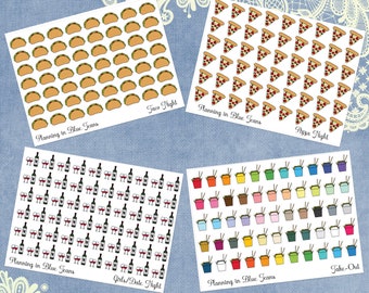 Choice of Taco Night, Pizza Night, Girls/Date Night, or Takeout Night functional planner stickers
