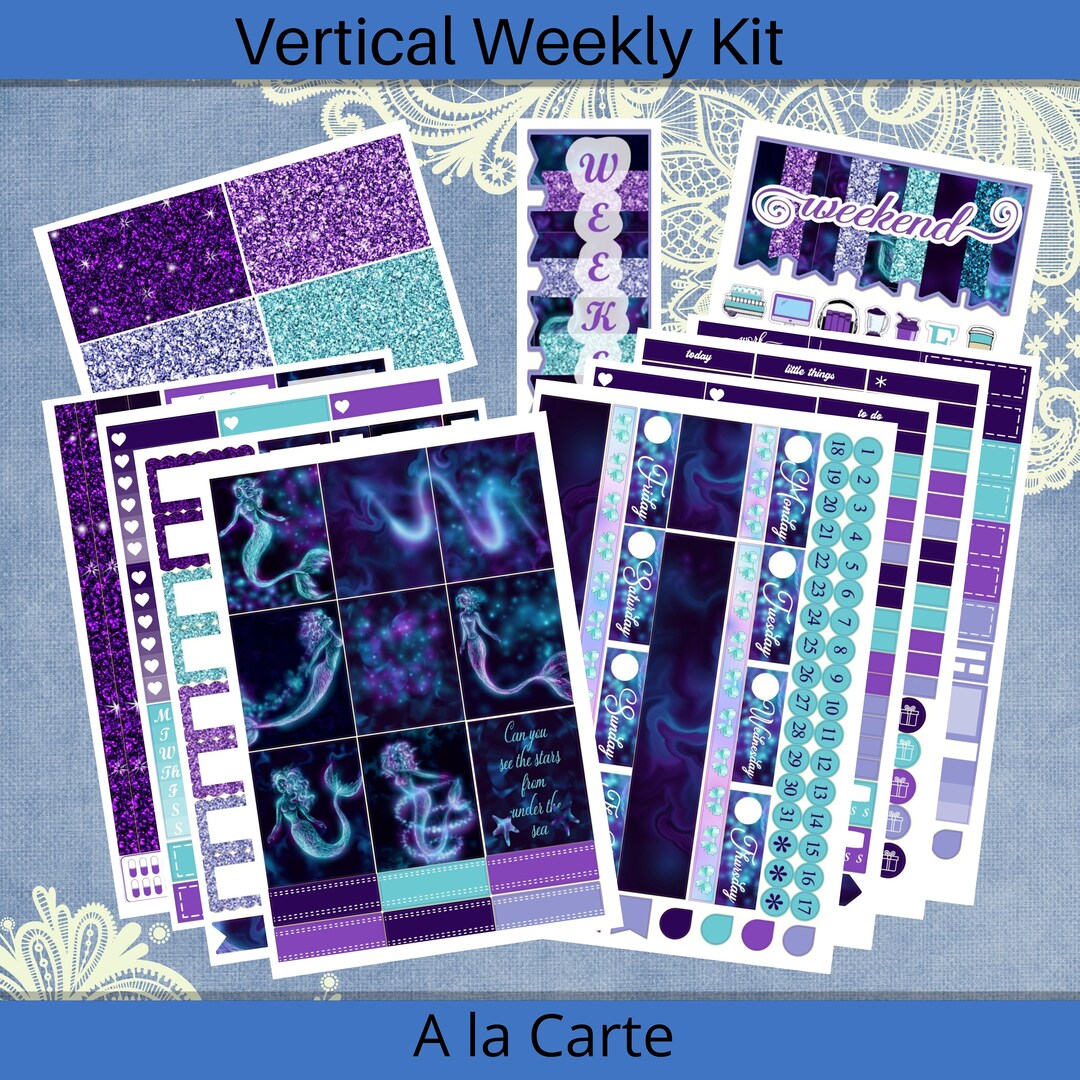 Vertical 7 X 9 - Mermaids Planner Sticker Weekly Kit 4, 6, 8 Page or A ...