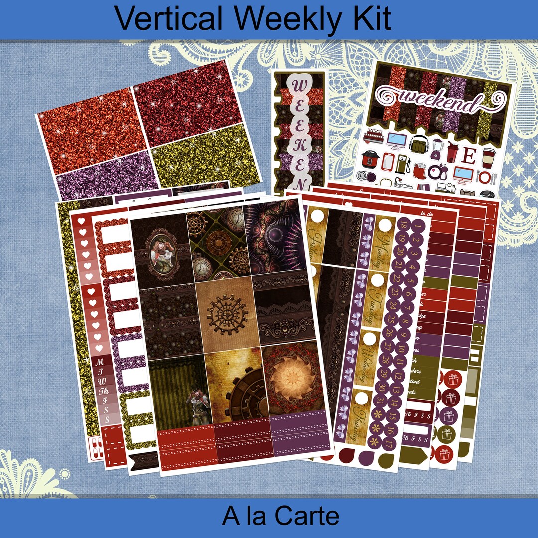 Vertical 7 X 9 - Steampunk Weekly Planner Sticker Weekly Kit 4, 6, 8 ...