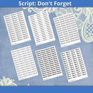School Script, Planner stickers, bullet journal stickers, calendar stickers
