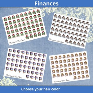 CHIBI Girls Wahl von Zahltag, Lebensmittel, Shopping, Rechnungen funktionale Planner Aufkleber