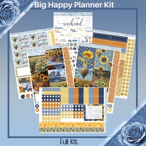 Big Happy Planner - Zestaw naklejek tygodniowych do planera Sunflower Harvest, 5 stron lub A La Carte