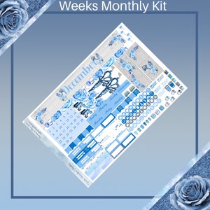 Weken december Maandelijkse kit Planner Sticker Kit - Sneeuwkoningin, ijzige bloemen