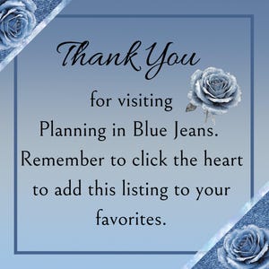 May include: Thank You for visiting Planning in Blue Jeans. Remember to click the heart to add this listing to your favorites.
