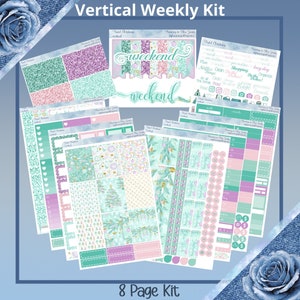 Vertical - Pastel Christmas Planner Stickers weekly kit 4, 6, 8 page or A La Carte