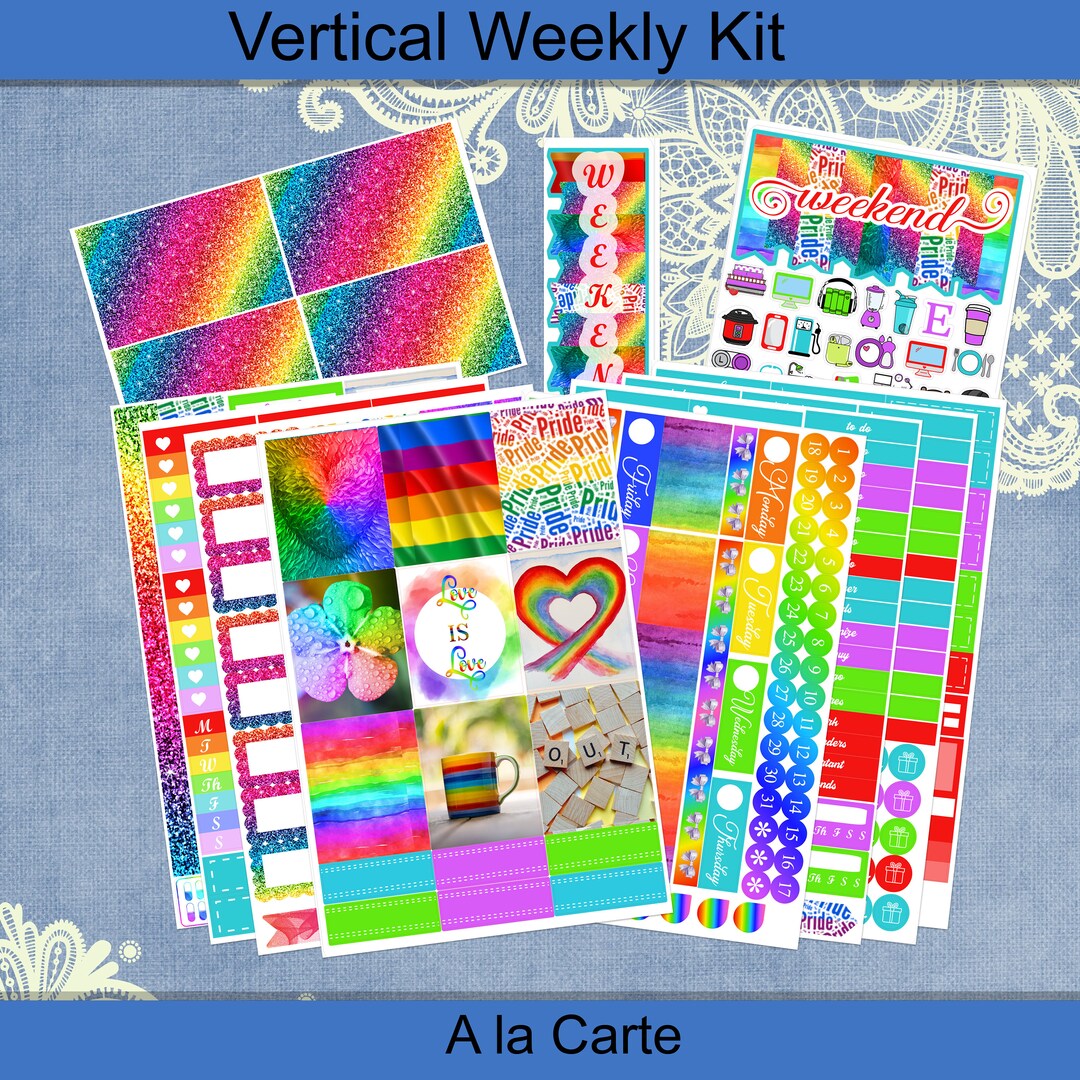 Vertical 7 X 9 - Pride, Rainbow, Love is Love, Planner Sticker Weekly ...