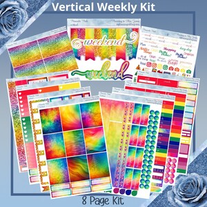 Vertical - Prismatic Pride weekly kit 4, 6, 8 pages or A La Carte planner stickers