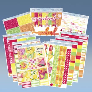 Vertikal 18 x 23 - Summer Daiquiri, Planer Sticker Weekly Kit 4, 6, 8 Seiten oder A La Carte.