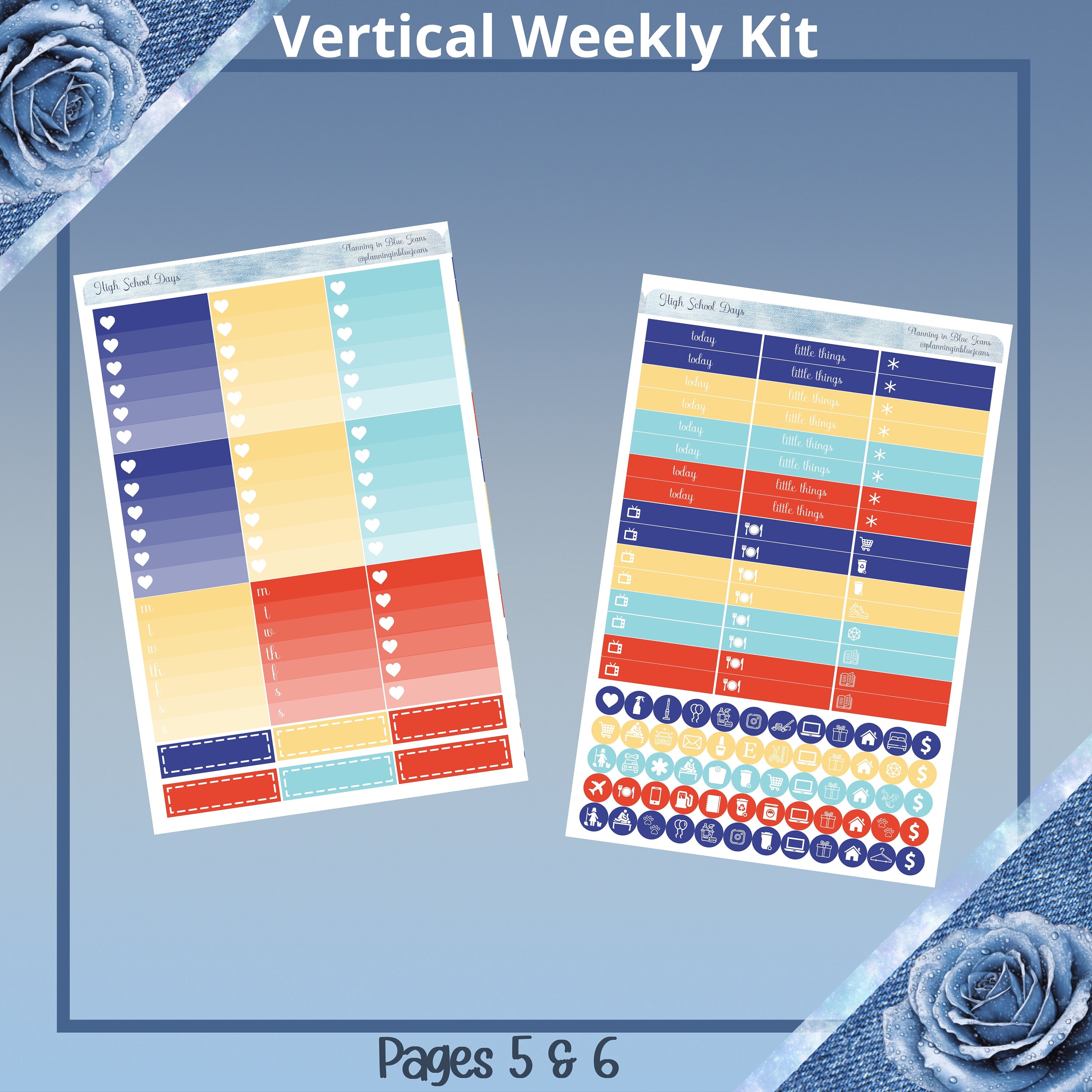 Vertical 7 X 9 - High School Days Weekly Kit 4, 6, 8 Pages or A La ...