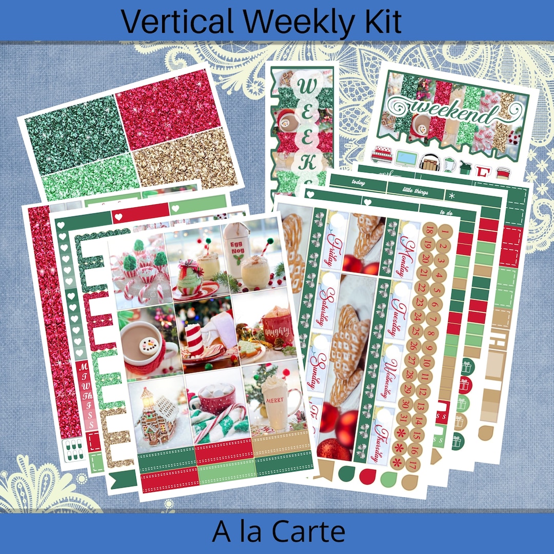Vertical 7 X 9 - Santa's Treats Sticker Weekly Kit 4, 6, 8 Page or A La ...