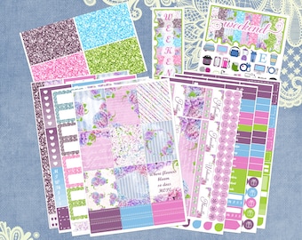 Vertical  - Hydrangea Weekly Planner Sticker weekly kit 4, 6, 8 page or A La Cart le