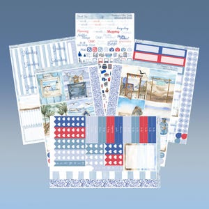 Big Happy Planner-Plażowy planer życia naklejki tygodniowy zestaw 5 stron lub A La Carte