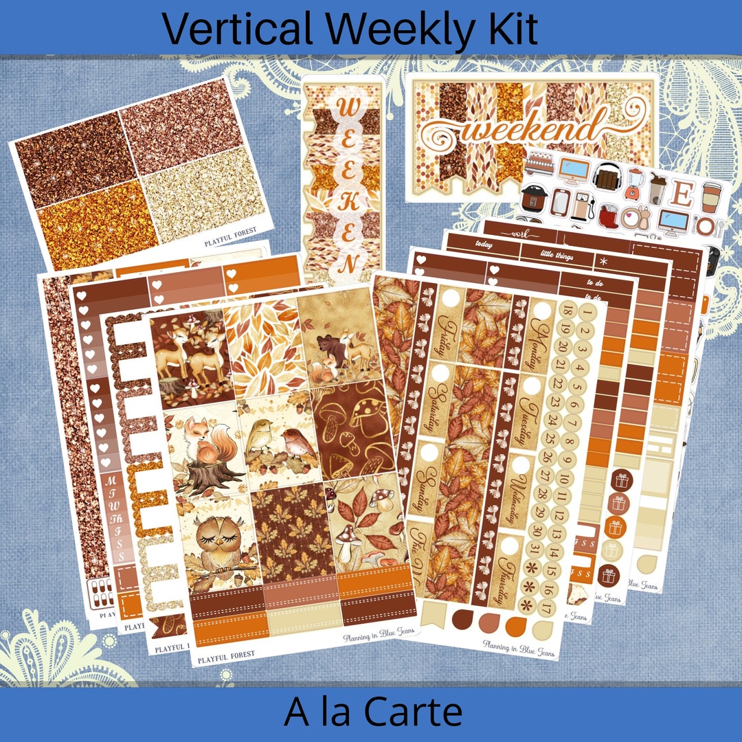 Vertical 7 X 9 - Playful Forest Weekly Planner Sticker Kit 4, 6, 8 Page ...