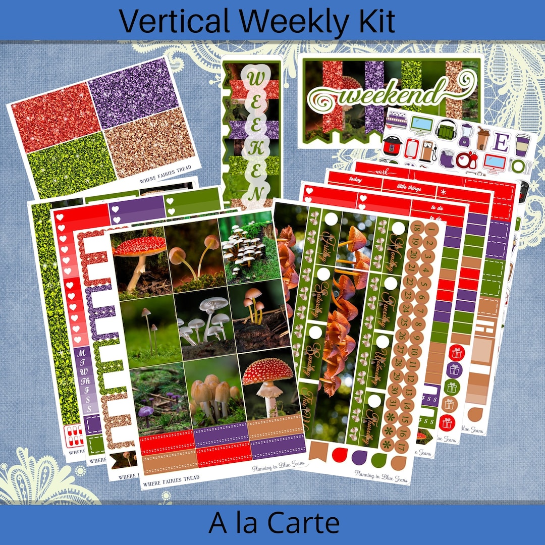 Vertical 7 X 9 - Where Fairies Tread Sticker Weekly Kit 4, 6, 8 Page or ...