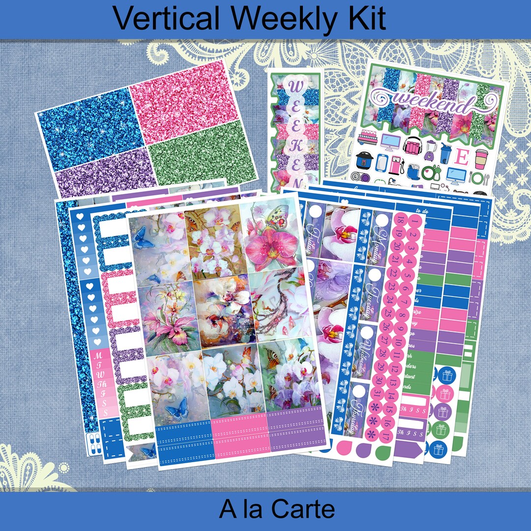 Vertical 7 X 9 - Butterfly Kisses With Flowers Planner Sticker Weekly ...