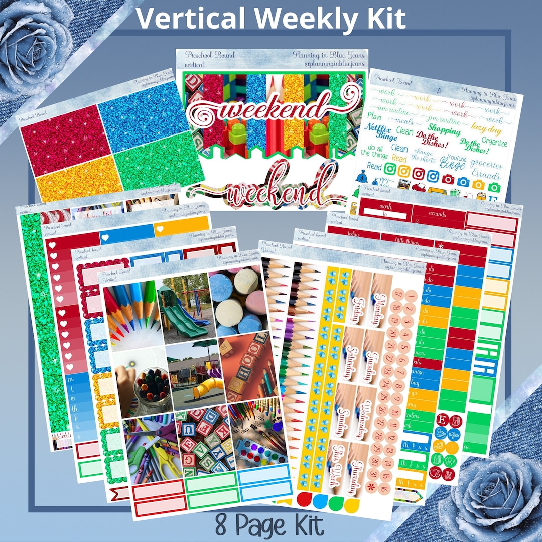 Vertical 7 X 9 - Preschool Bound Planner Sticker Weekly Kit 4, 6, 8 ...