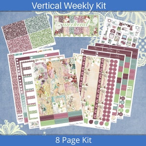 Vertical 7 x 9 - Fairy Garden Planner Sticker Kit, Weekly 4, 6, 8, page or A La Carte