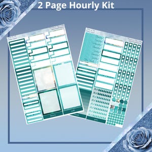 Nouveau kit d'autocollants pour planificateur Teal Dreams, disposition toutes les heures