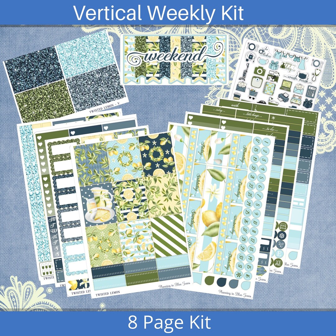 Vertical 7 X 9 - Twisted Lemon Planner Sticker Kit, Weekly 4, 6, 8 ...