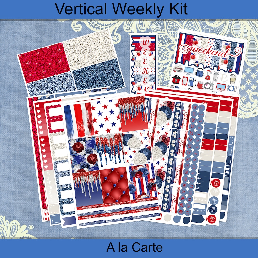 Vertical 7 X 9 - Remembrance Planner Sticker Weekly Kit 4, 6, 8 Page or ...