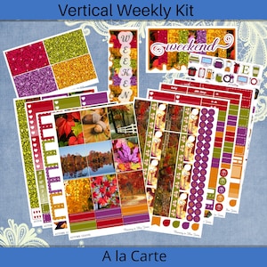 Vertical 7 x 9 - Autumn Leaves Planner sticker weekly kit 4, 6, 8 page or A La Carte