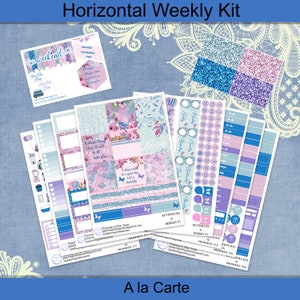 Horizontal - Butterflies and Berries Planner Stickers weekly kit 4, 6, 8 page or A La Carte
