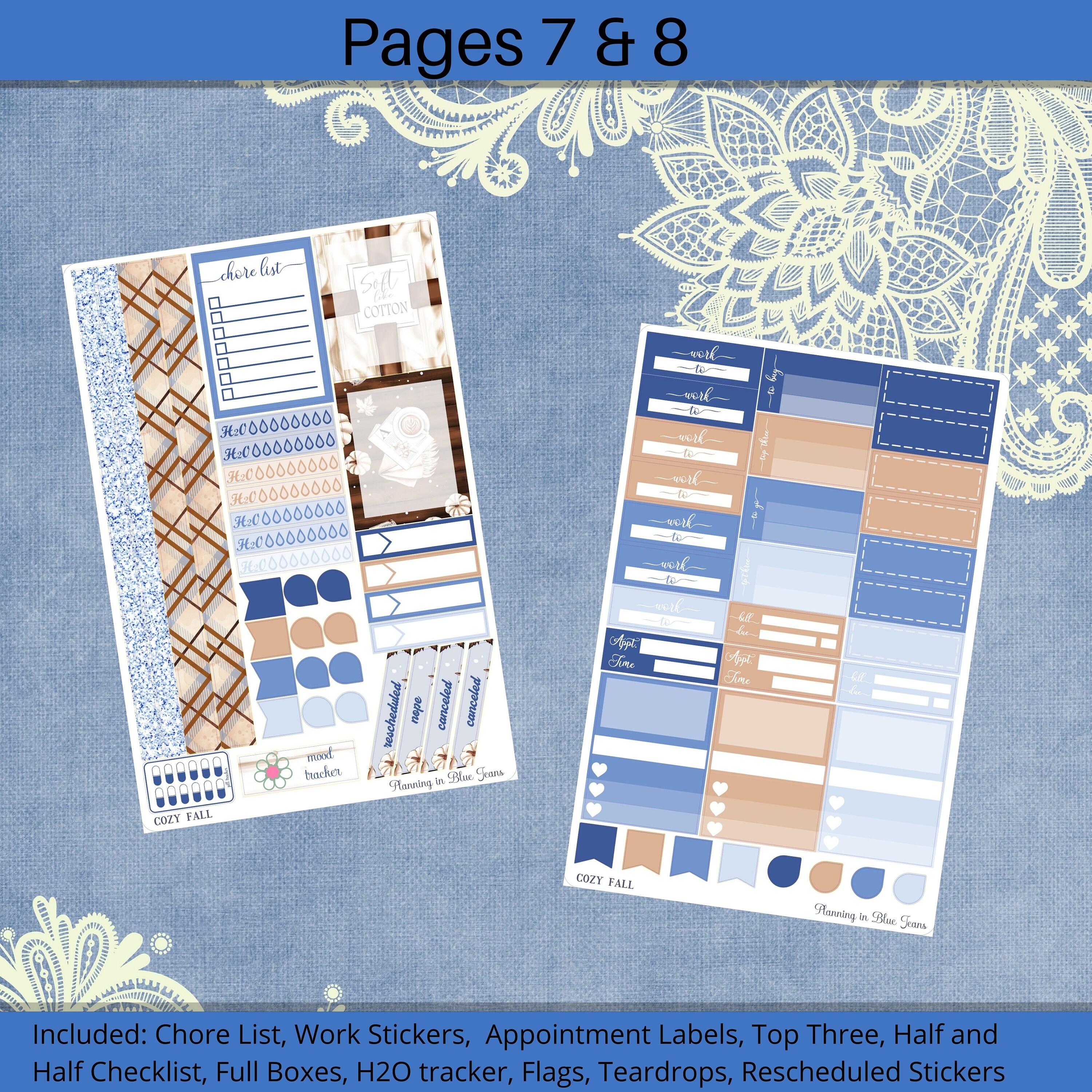 Vertical 7 X 9 - Cozy Fall Weekly Planner Sticker Kit 4, 6, 8 Page or A ...
