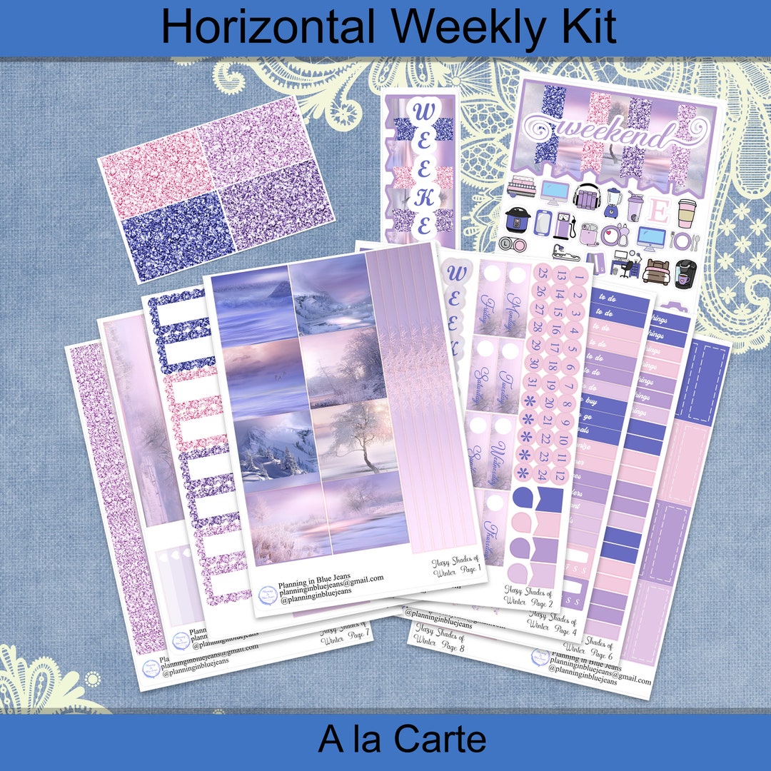 Horizontal - Hazy Shades of Winter Planner Sticker Weekly Kit 4, 6, 8 ...
