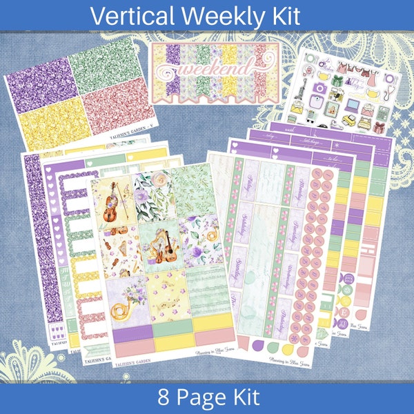 Vertical Taliesin's Garden Planner Sticker Kit, Weekly 4, 6, 8, page or A La Carte