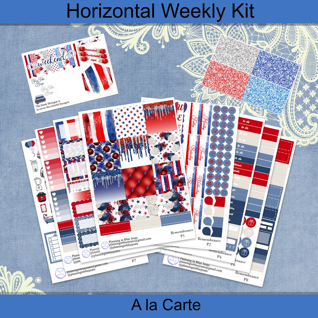 Horizontal - Remembrance Planner Sticker Weekly Kit 4, 6, 8 Page or A ...