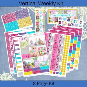 Vertical 7 x 9 - Easter Sweets Planner Sticker Kit, Weekly 4, 6, 8, page or A La Carte