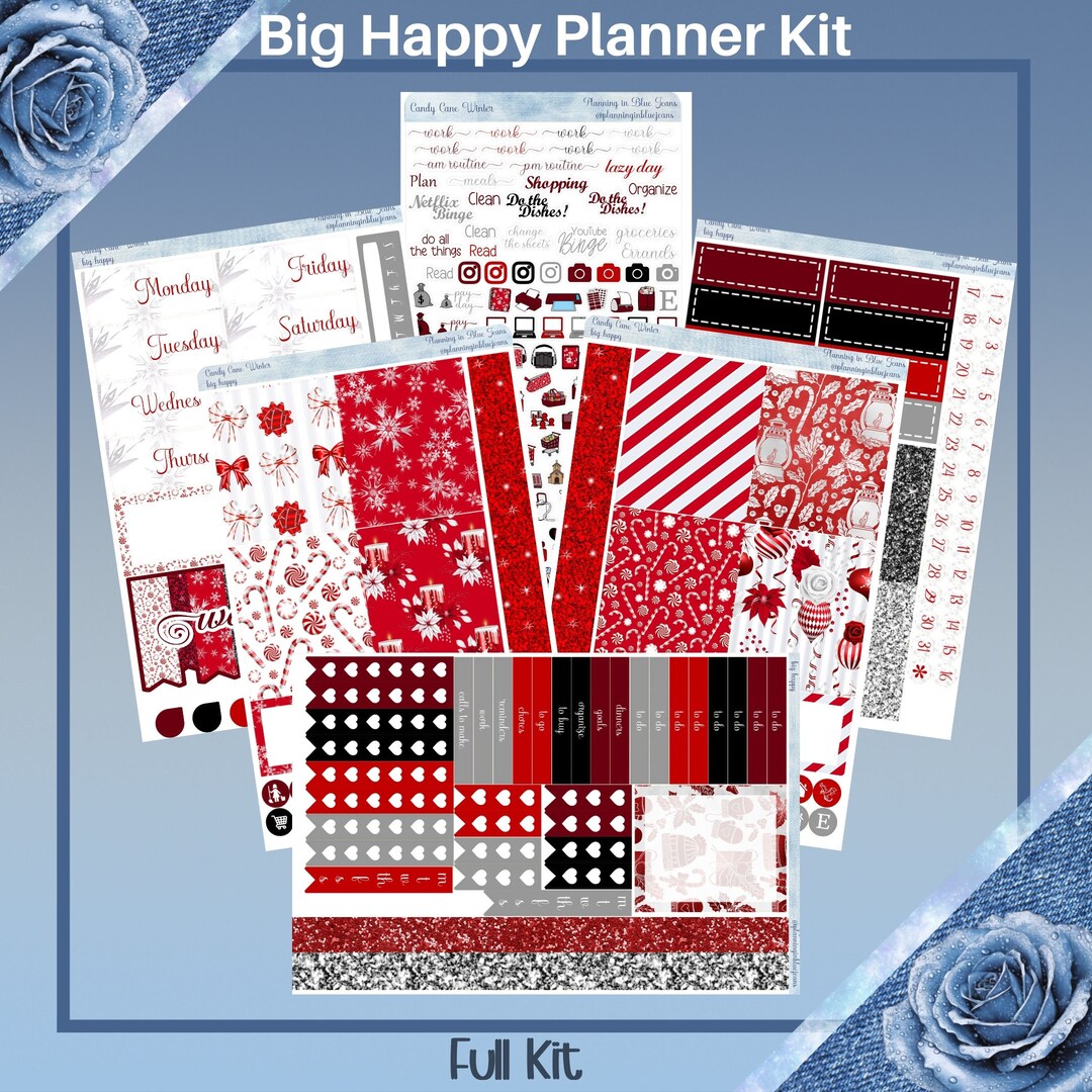Big Happy Planner- Candy Cane Winter Planner Sticker Weekly Kit 5 Pages ...