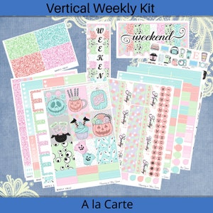 Vertical 7 x 9 - Mostly Treat Cute Halloween Planner sticker weekly kit 4, 6, 8 page or A La Carte