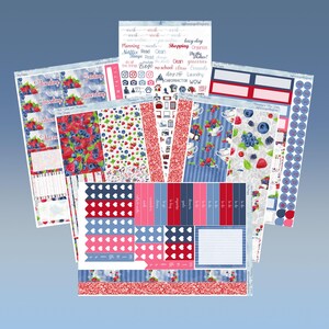 Big Happy Planner- Red, White, and Blueberries Planner sticker weekly kit 5 pages or A La Carte