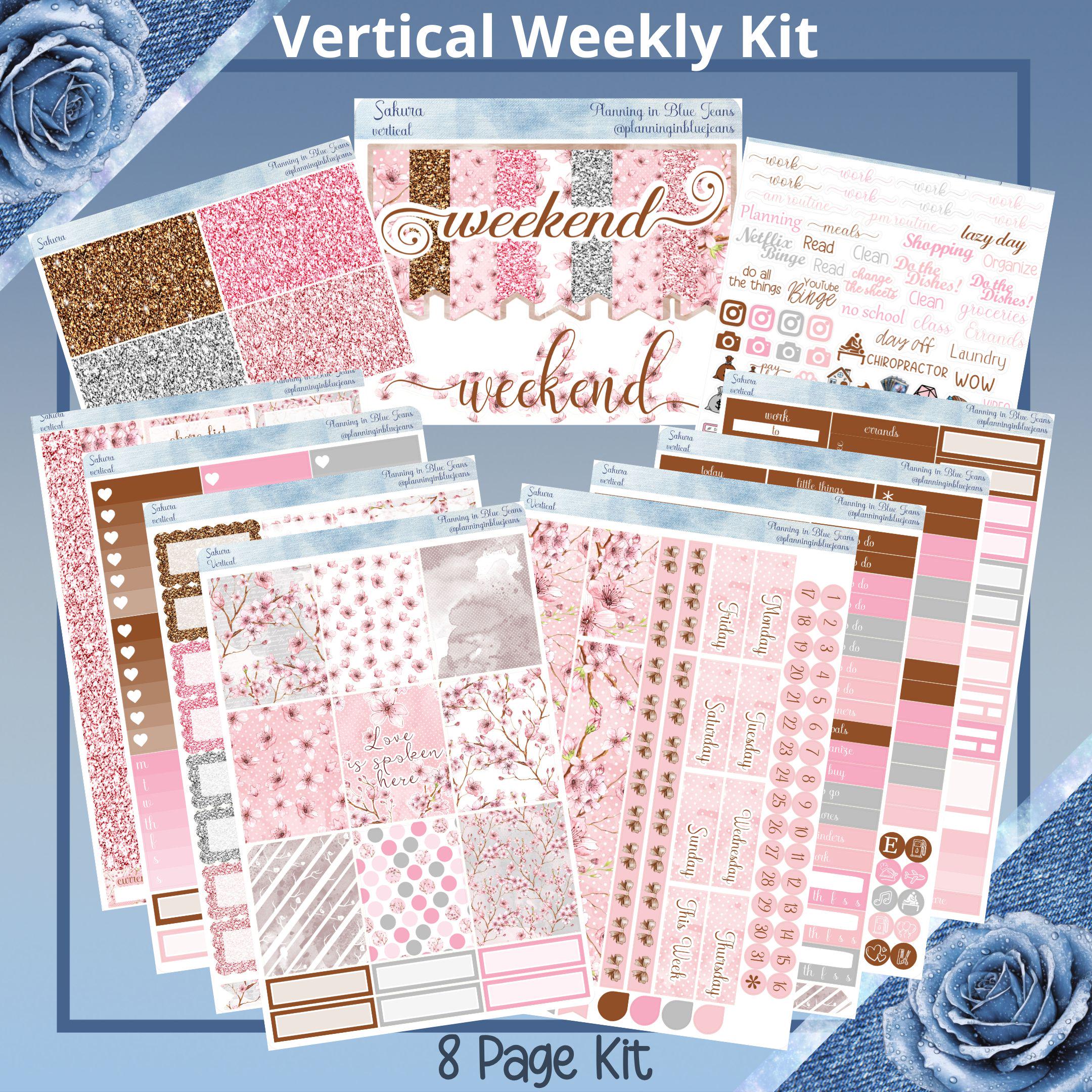 Vertical 7 X 9 - Sakura, Planner Sticker Weekly Kit 4, 6, 8 Pages, or A ...