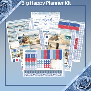 Big Happy Planner- A Day at the Beach Planner naklejki tygodniowy zestaw 5 stron lub A La Carte