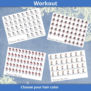 CHIBI Girls Choice of Kickboxing, Leg Day, Step Tracker, Weightlifting functional planner stickers