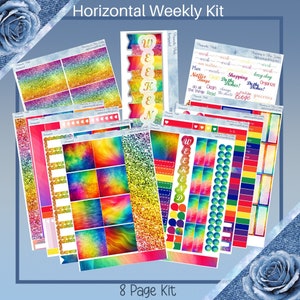 Horizontal - Prismatic Pride sticker weekly kit 4, 6, 8 page or A La Carte