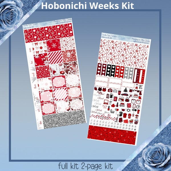 Hobonichi Weeks - Candy Cane Winter Planner Sticker Kit