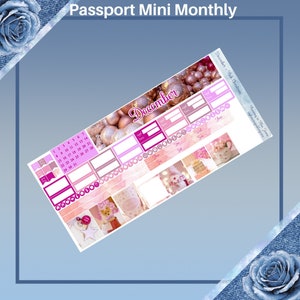 Tamanho do passaporte Kit mensal de dezembro Kit de adesivos para planejador - Natal rosa