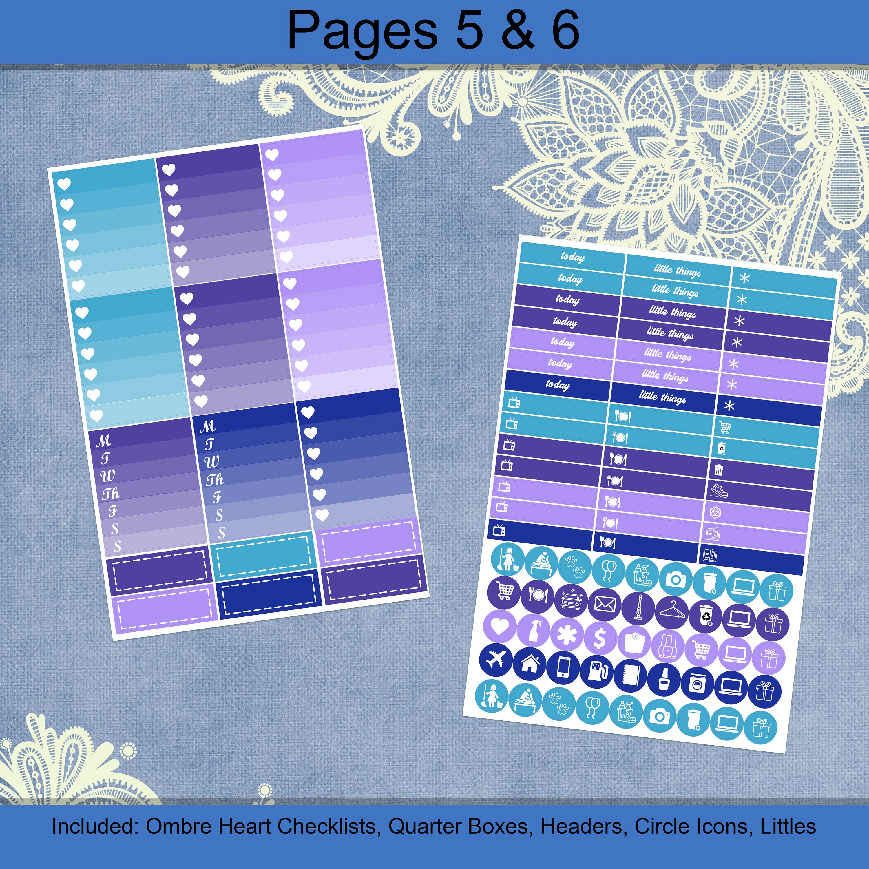 Vertical 7 X 9 - Sparkle Magic Sticker Weekly Kit 4, 6, 8 Page or A La ...