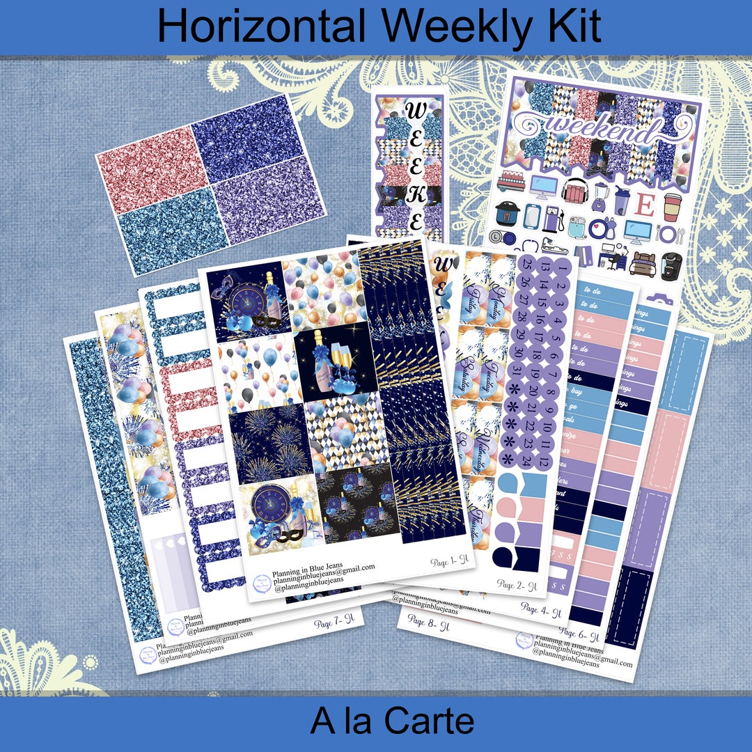 Horizontal - New Years Planner Stickers Weekly Kit 4, 6, 8 Page or A La ...
